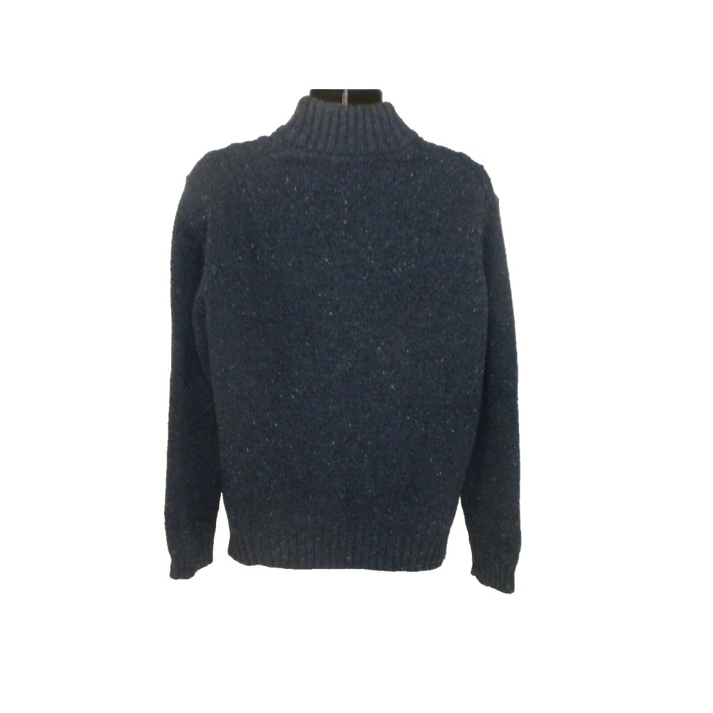 John‎ Lewis Sweater Mens XL Blue Marled Cable Knit 1/4 Zip Merino Wool Fisherman - Picture 8 of 16